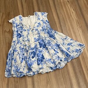 Free People Blue and White Floral Mini Dress